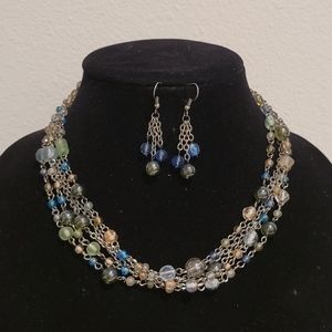 Multiple glass pastel beads Necklace Earings